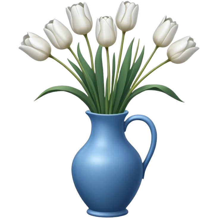 White tulips Flowers in a blue vase emoji