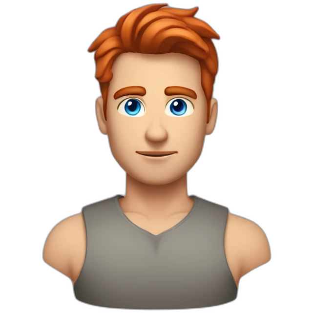 man Blue eyes neatly combed back red hair handsome chiselled jaw sharp cheekbones emoji