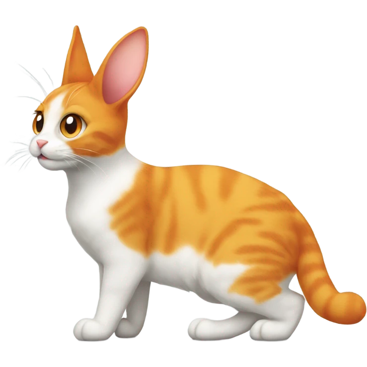 Orange cat mixed with a white bunny emoji