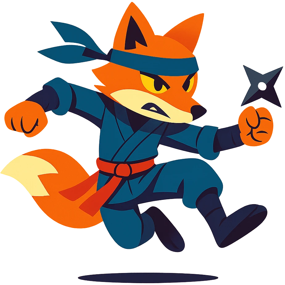 ninja fox, vibrant, dynamic pose emoji