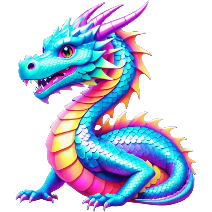 synthwave dragon metalic emoji