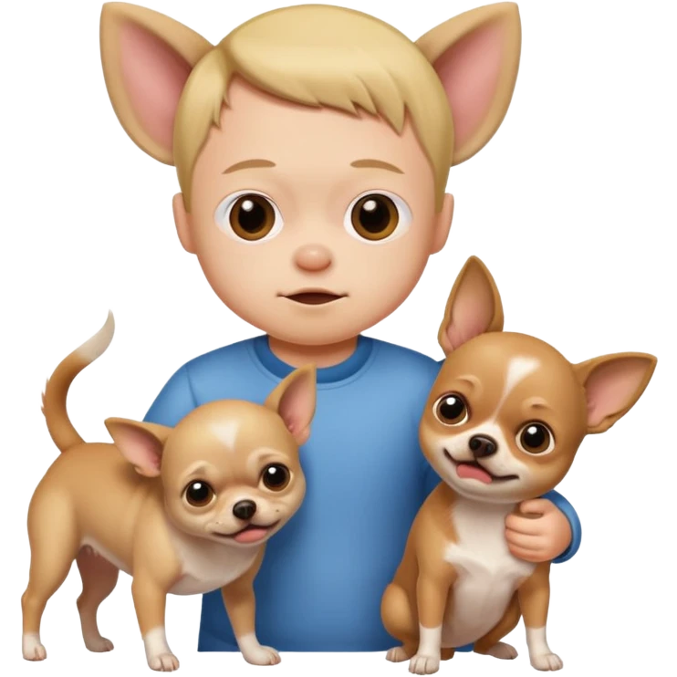A child with Down syndrome beating a Chihuahua emoji