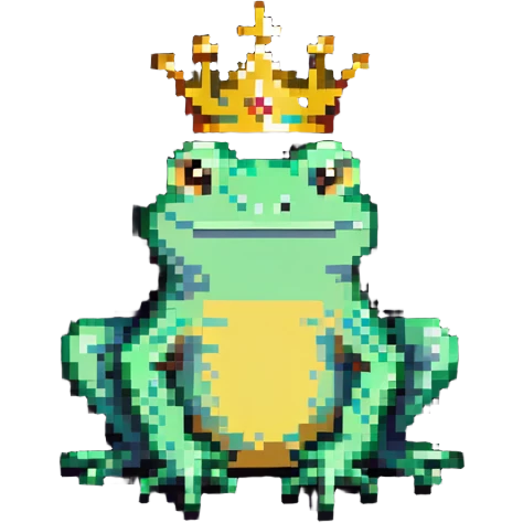 frog with a golden crown sitting emoji