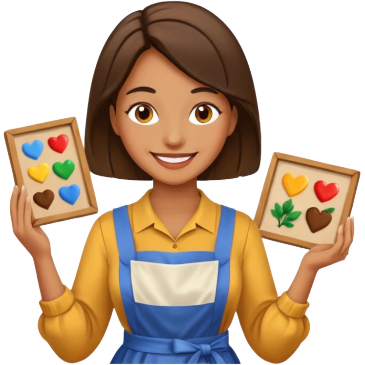 Hold. Women painting smilling tablier emoji