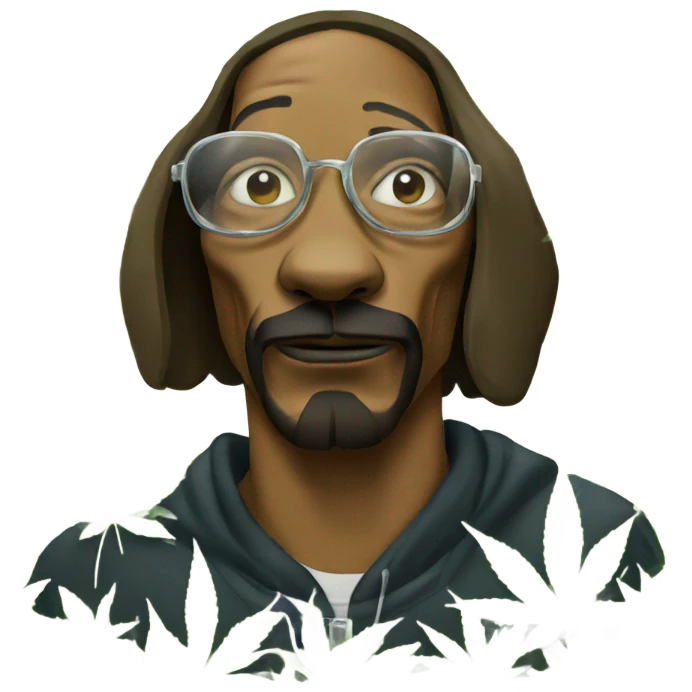 Snoop dog with weed symbols around him emoji