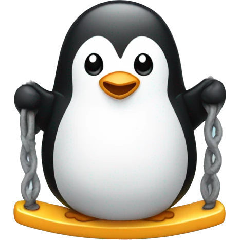 Penguin on a swing emoji