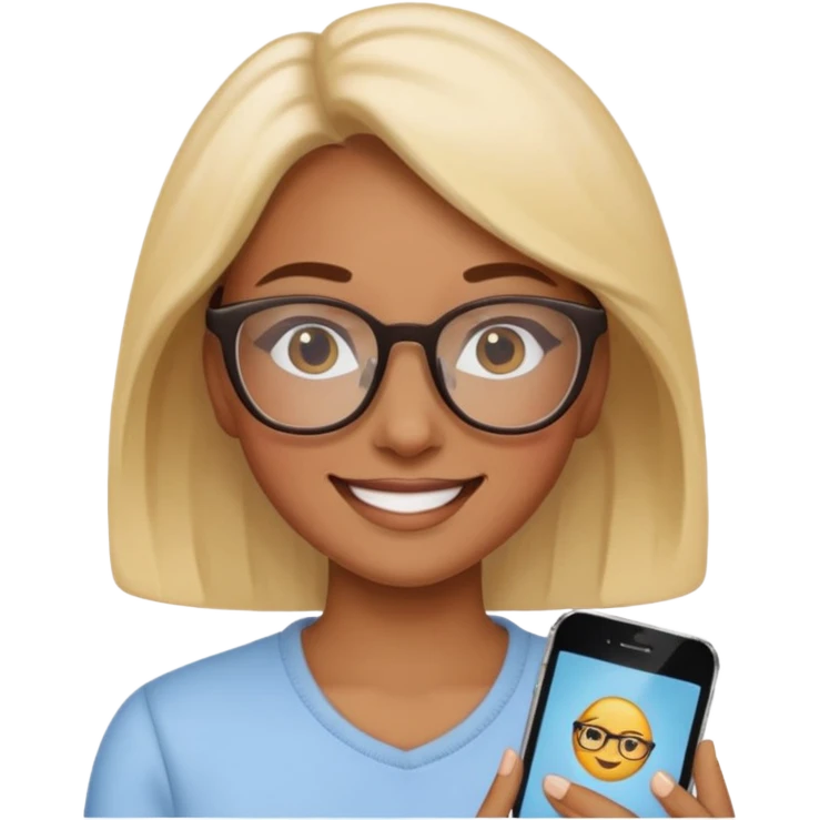 woman wearing glasses, soft and friendly atmosphere, iPhone emoji style emoji
