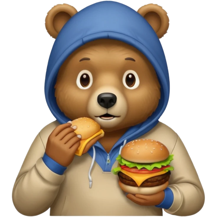 bear with hamburger wearing hoodie emoji