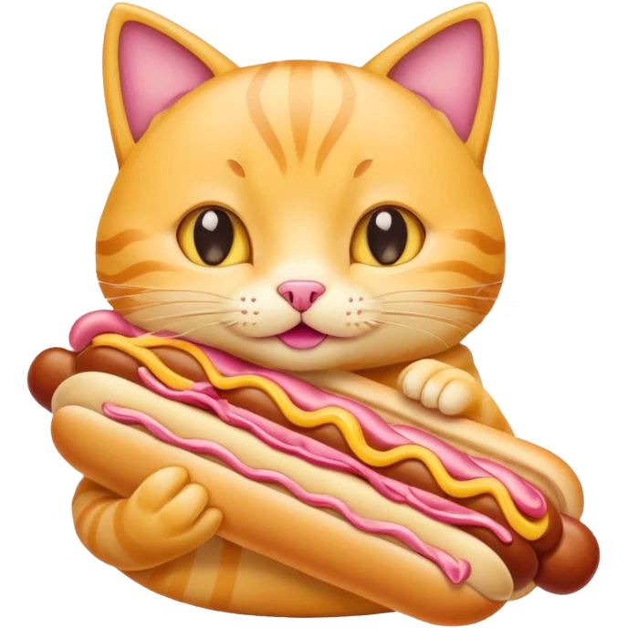 Cat eats hotdog emoji