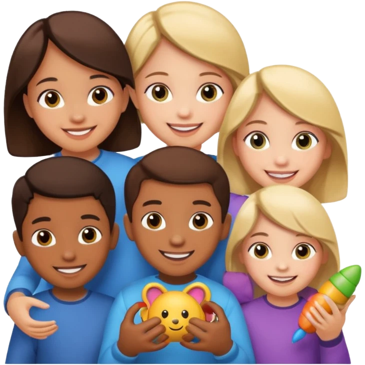 enfants qui partagent un jouet emoji