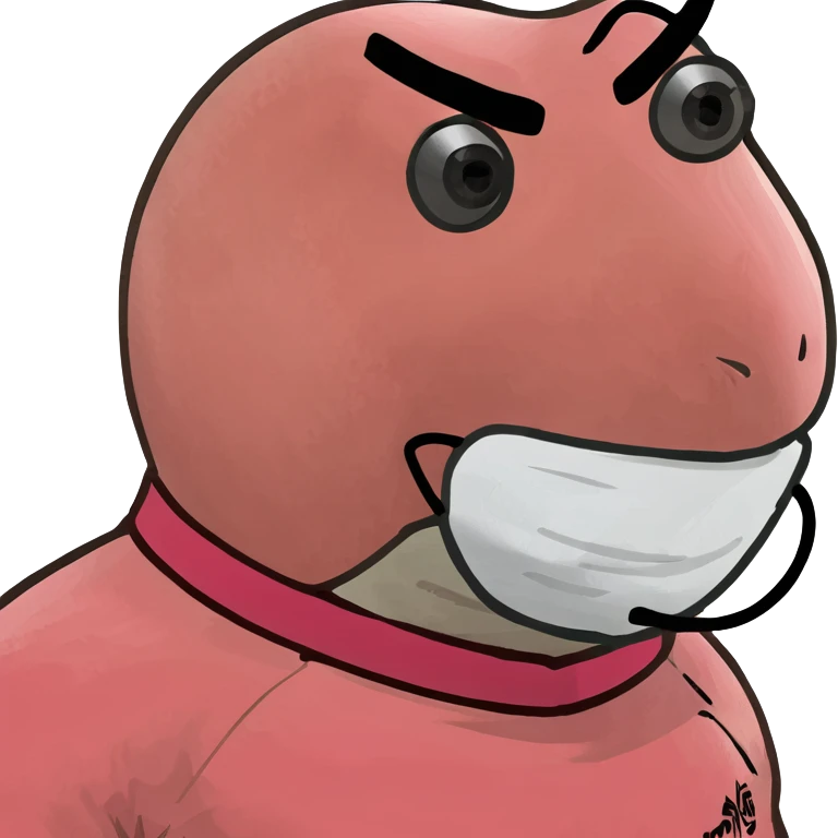 Squid Game pink guard mask with circle shape on face, 3D style, detailed emoji