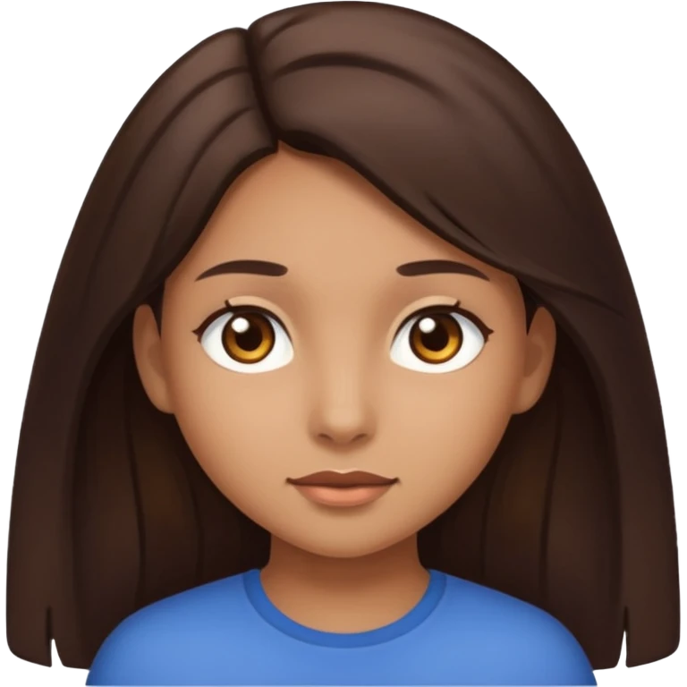 Girl with light brown skin and long dark brown hair emoji