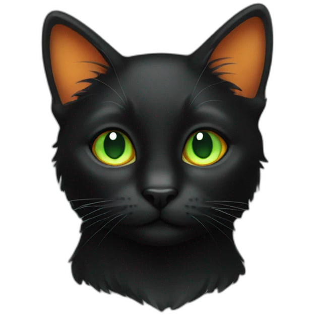 Black cat with orange spots and green eyes emoji