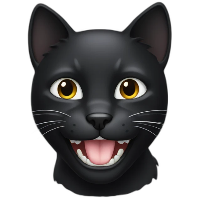 Black cat with White lower jaw emoji