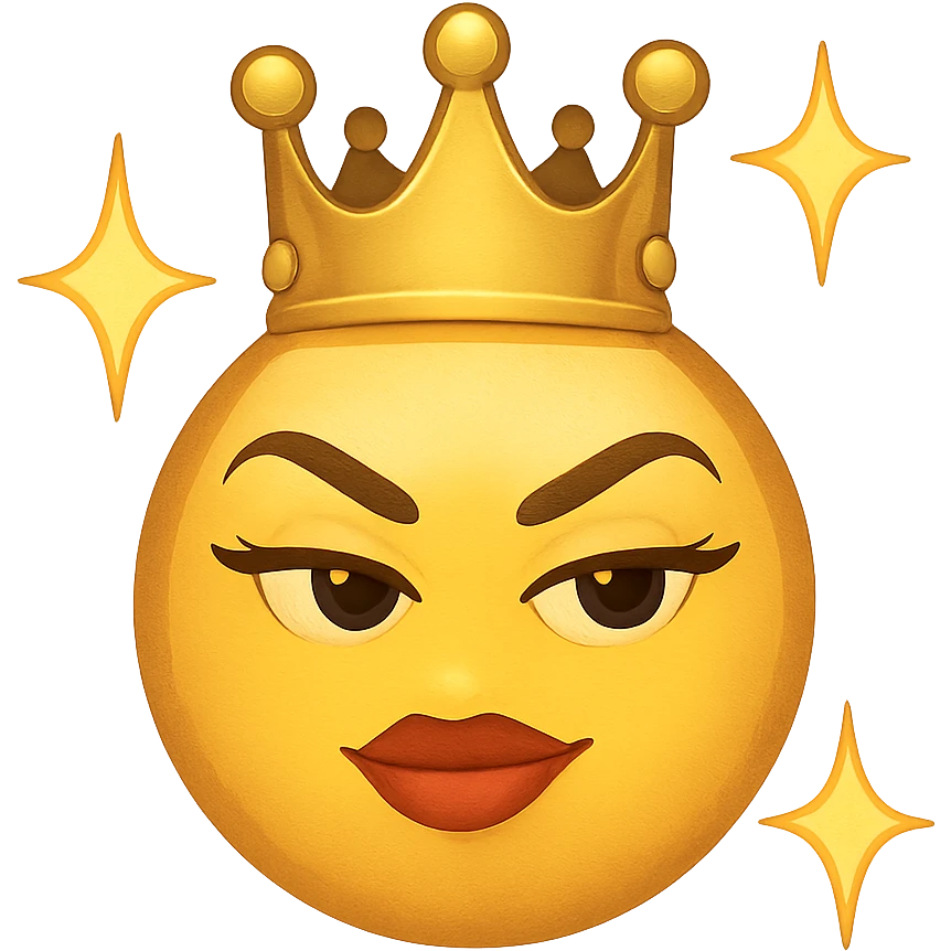 slay emoji, crown and sparkles, empowered, no background emoji