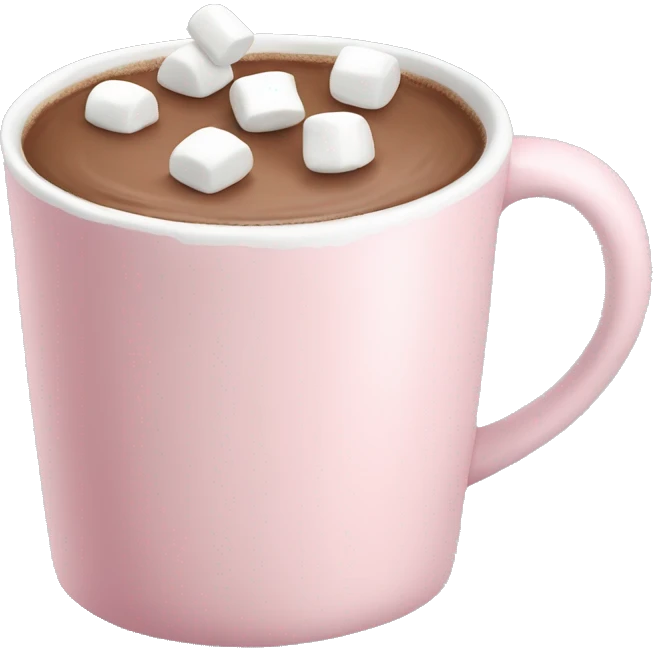 Light Pink mug of hot chocolate with marshmallows  emoji