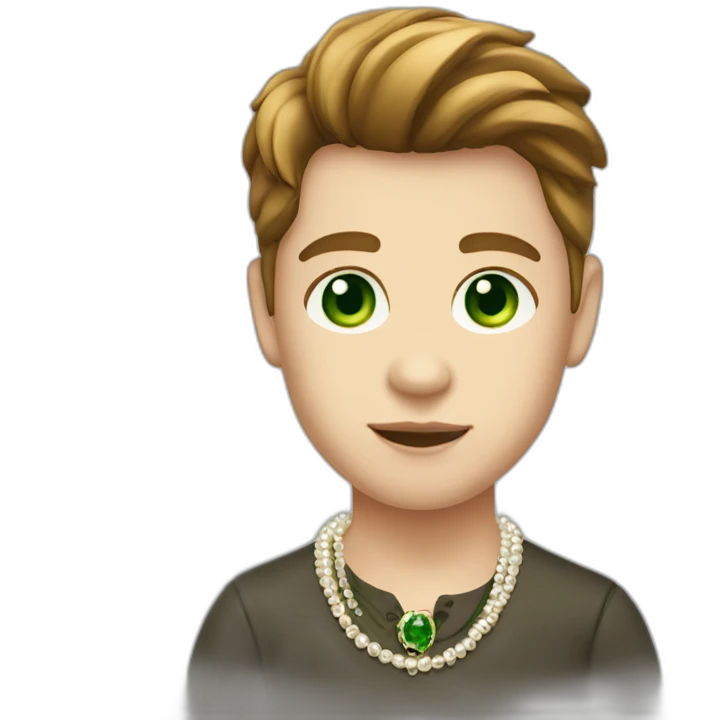 Posh-boy-with-pearl-necklace-and-green-eyes-and-brown-hair emoji