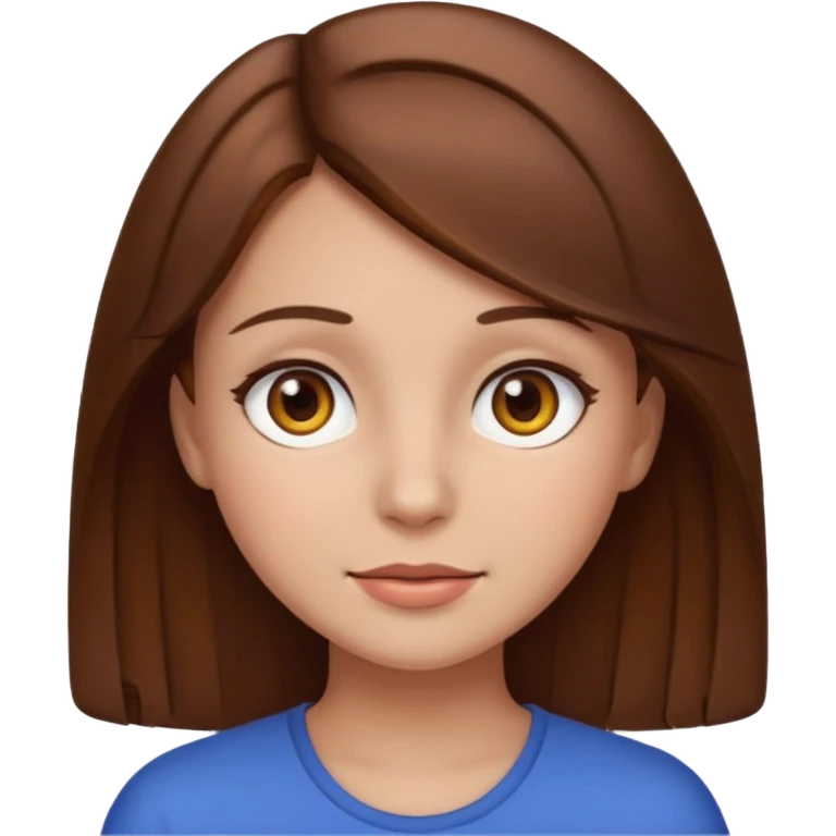 girl with brown hair and brown eyes, emoji style, version 3 emoji