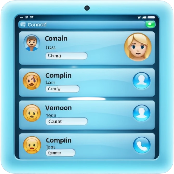 computer screen with contact cards emoji