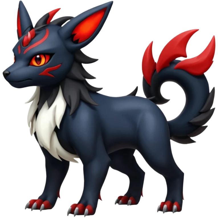 Handsome cool badass edgy Absol-Litten-Umbreon-Giratina-Yveltal-Pokémon-Fakémon-fusion-hybrid-creature, full body emoji