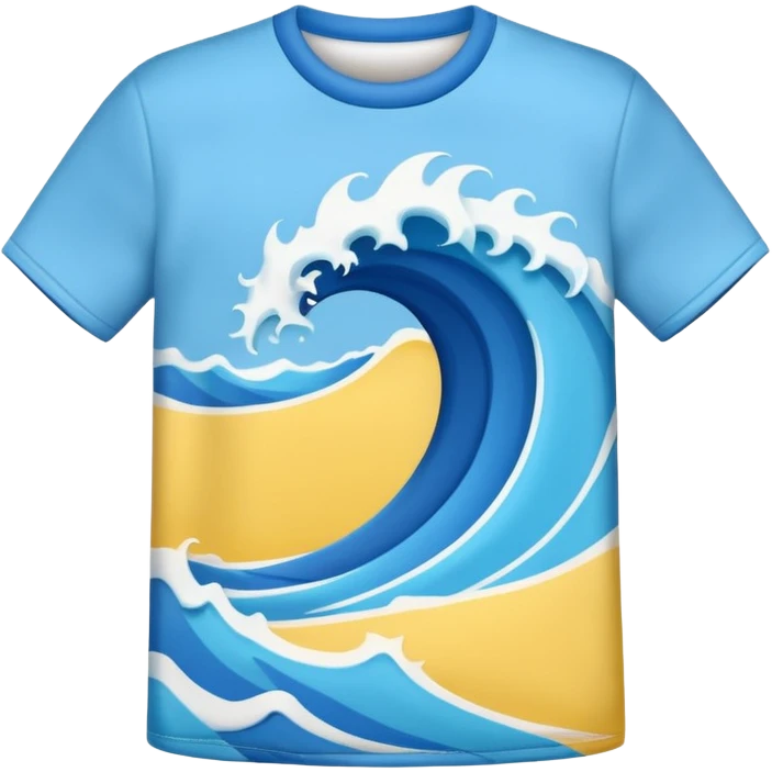 3D emoji-style icon of a t-shirt with a surf wave, soft and smooth texture, realistic lighting and shadows.
 emoji