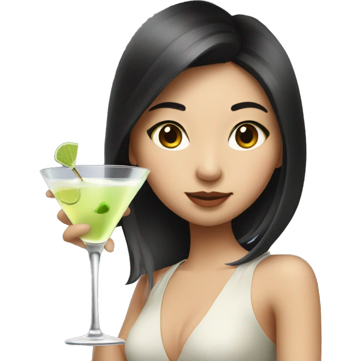 Pretty Asian girl drinking martini emoji