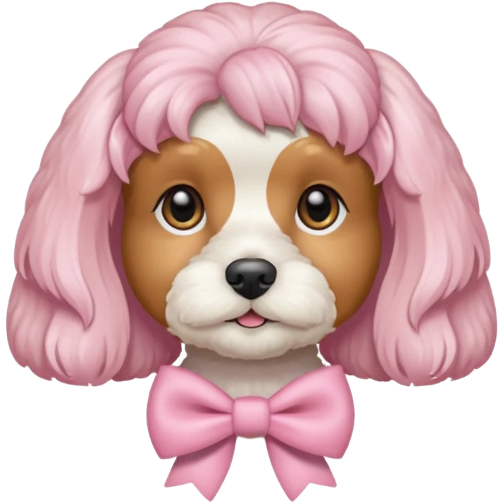 Coquette white cavoodle wearing light pink coquette bows  emoji