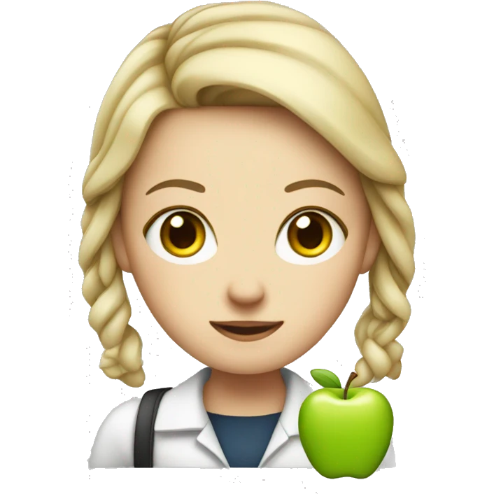 White girl teacher with an apple  emoji