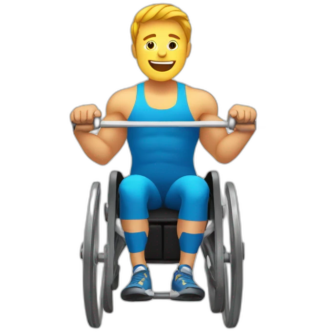person on wheel chair weightlifting. emoji
