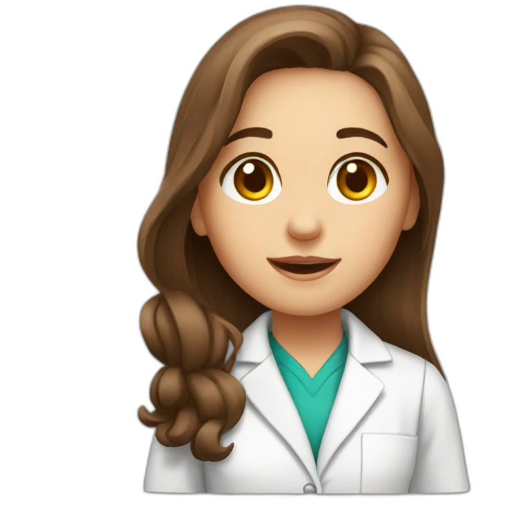 Cute Chemist Lab girl long brown hair emoji