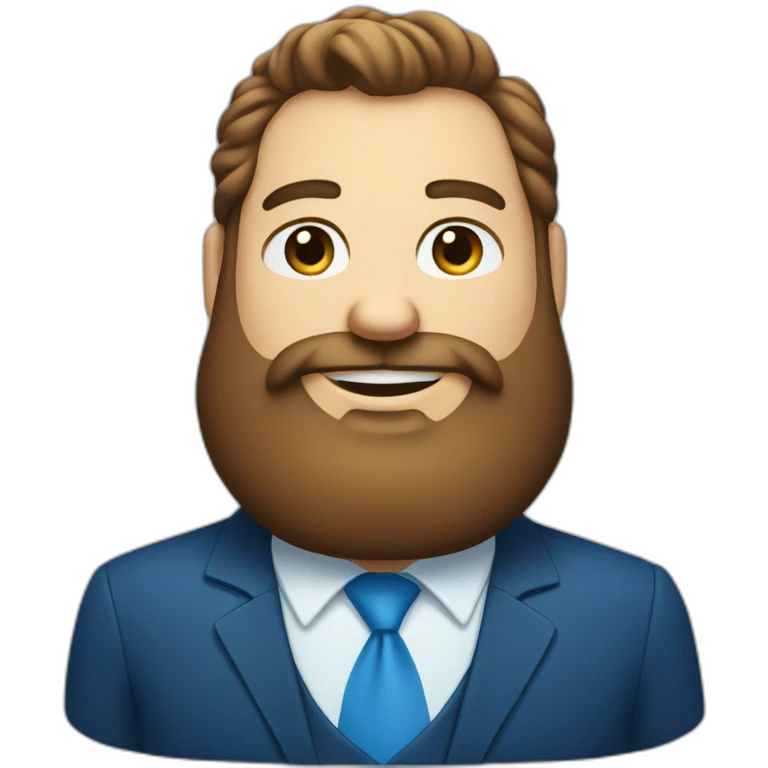blue eyes fat smiling man with a long brown beard in a blue suit emoji