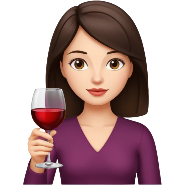 Брюнетка с бокалом вина emoji