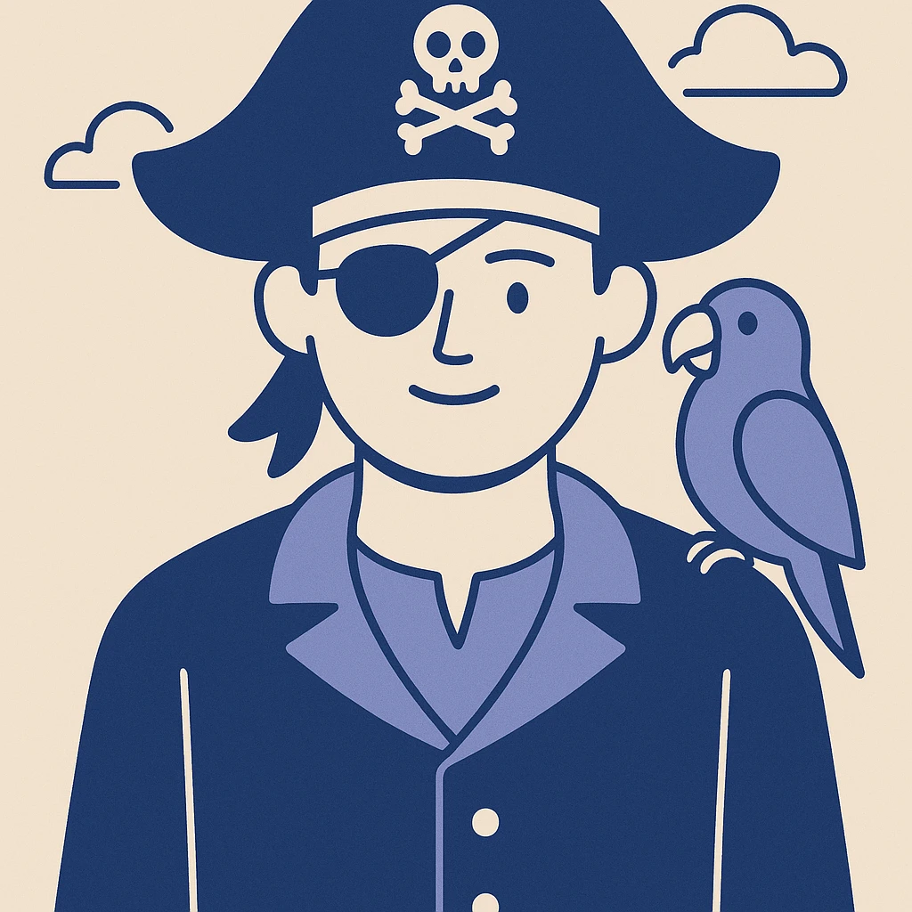 pirate with eye patch and parrot emoji