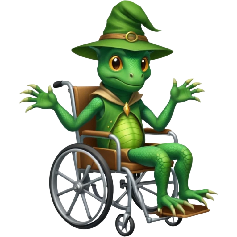 Lizard wizard in wheelchair emoji