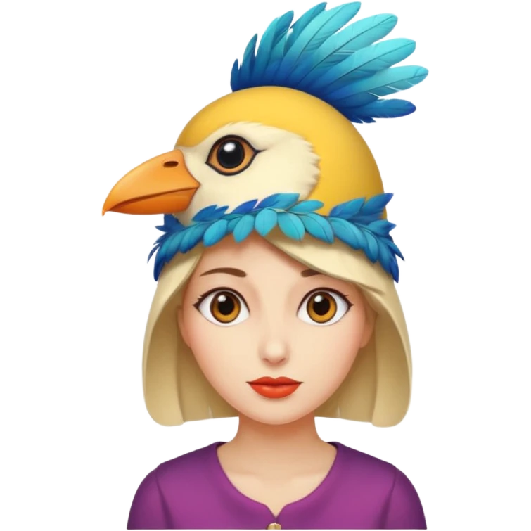 woman with a bird hat emoji