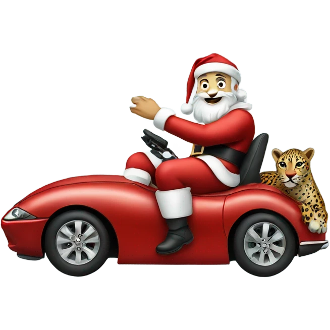 Santa riding a jaguar  emoji