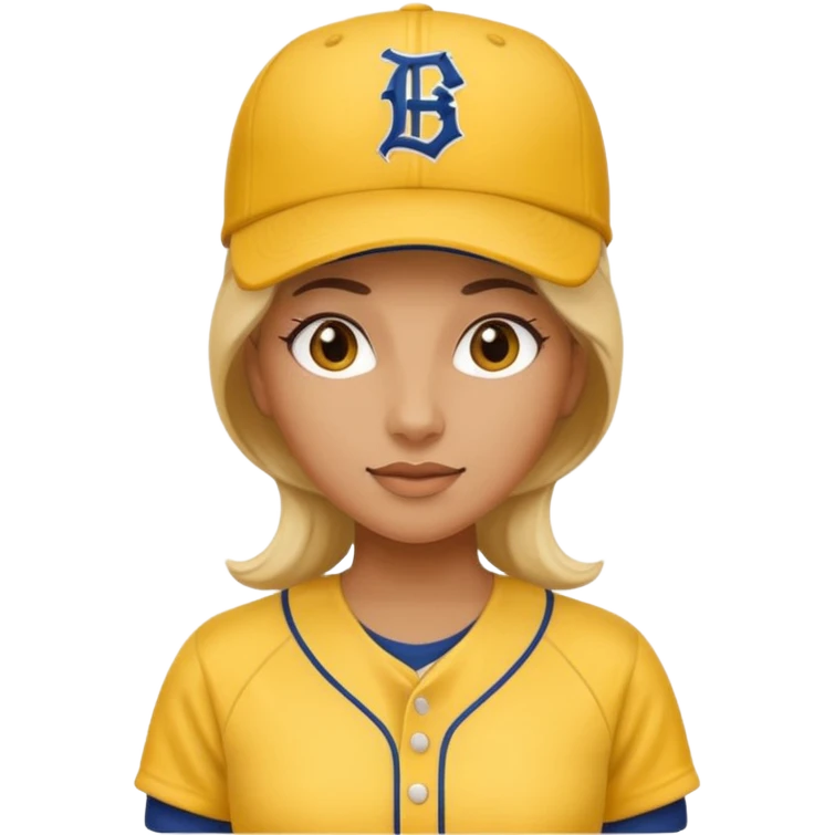 woman with yellow jersey and baseball hat emoji