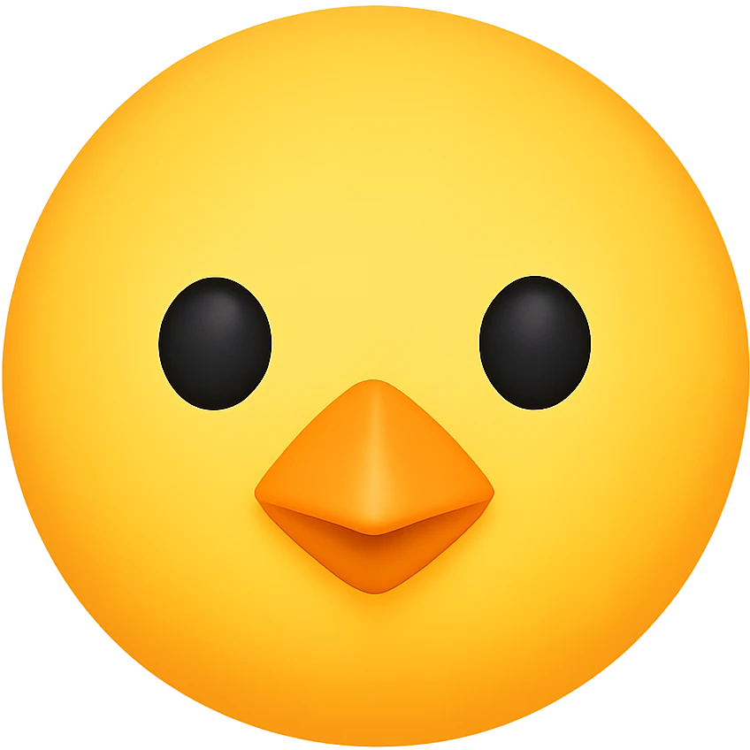 yellow face with yellow chick beak emoji, digital illustration, no background emoji