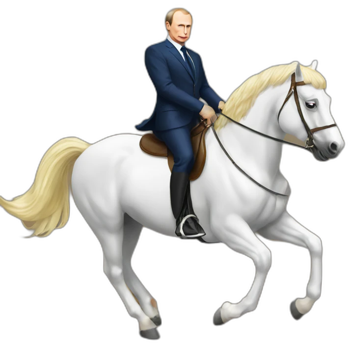 putin riding a horse but the horse is macron emoji