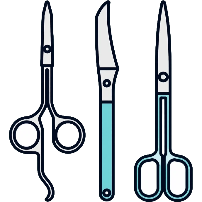 Surgery medical tools including scalpel, forceps, and surgical scissors emoji