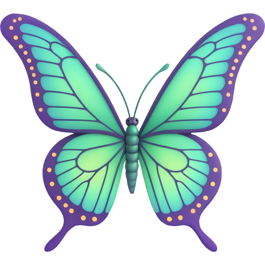 Enhance the butterfly's wings with more intricate, elegant details—add fine vein patterns, subtle layered textures, and delicate ornamental accents. Keep the vibrant #c0ff53 green, glowing highlights, magical particles, dreamy aura, and transparent background. 3D cartoon, digital fantasy art style. emoji