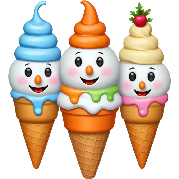 snowmen with ice cream emoji
