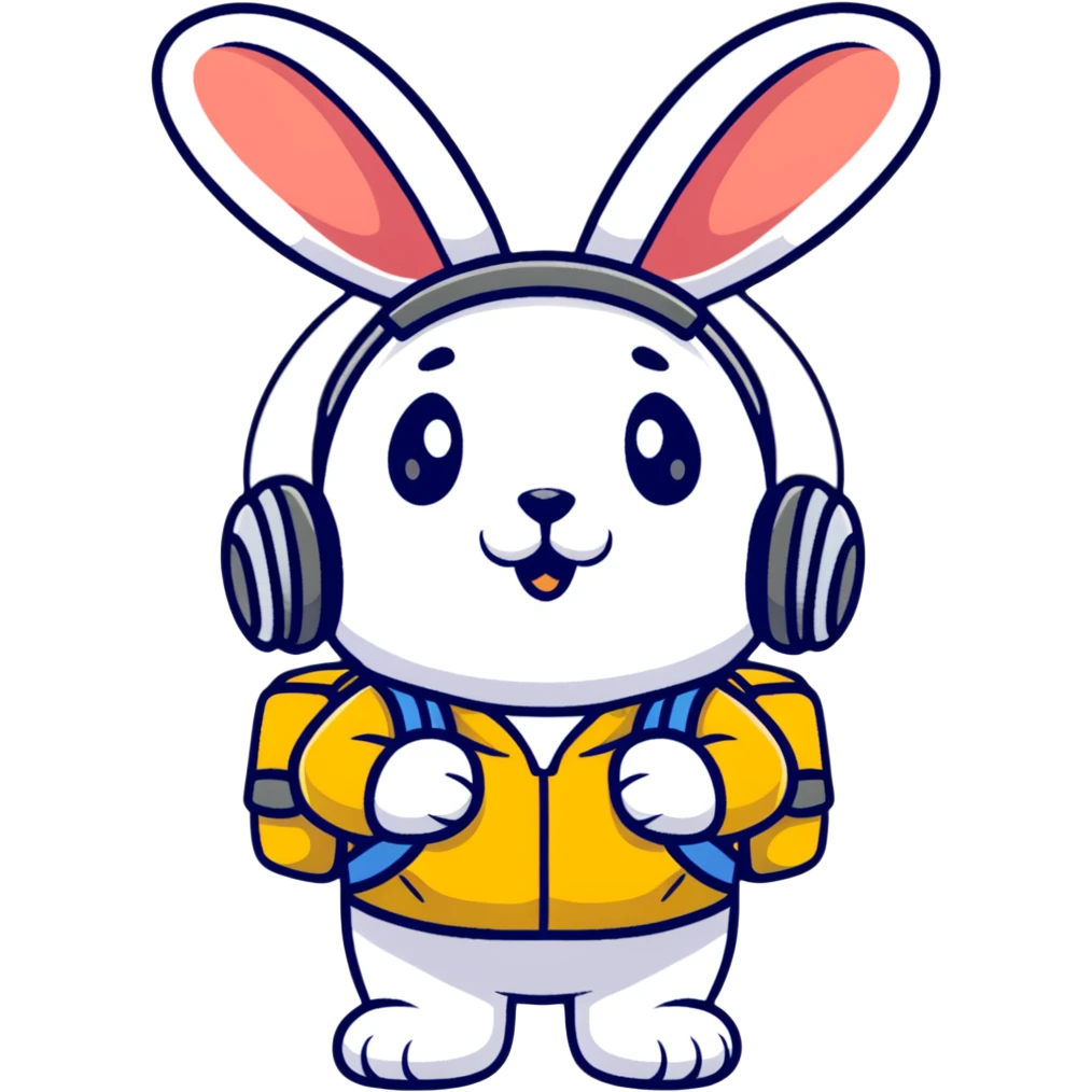 rabbit with headphones and backpack emoji