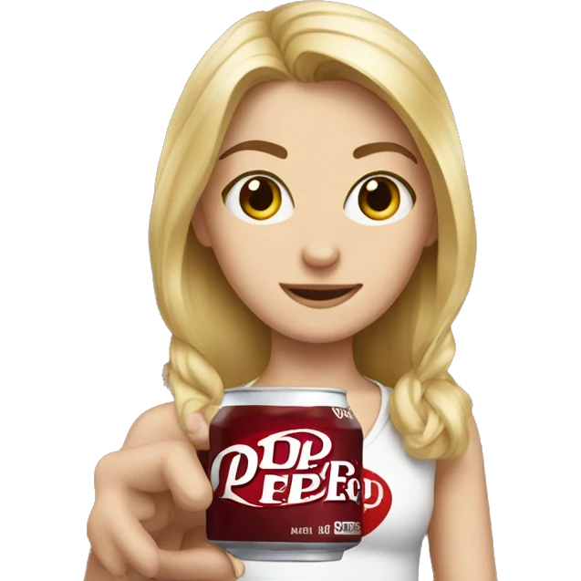 A blonde girl with Dr.pepper emoji