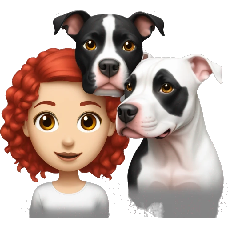 Black and white pitbull with red head girl owner emoji