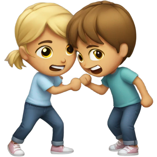 Two children having a fight  emoji