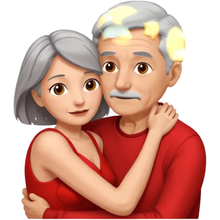 I want an old man with grey hairs and a woman in her 40s in a passionate embrace emoji