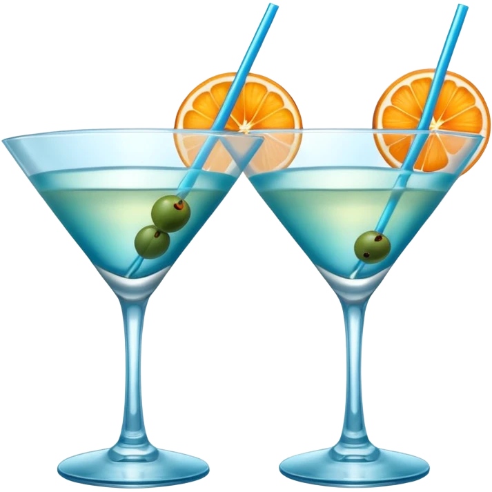 Create an two emoji of martini cocktail, cheers with blue lagoon cocktail emoji
