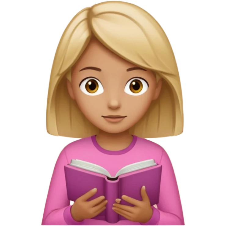 Pink clothes girl with Brown Blonde hair reading a book emoji