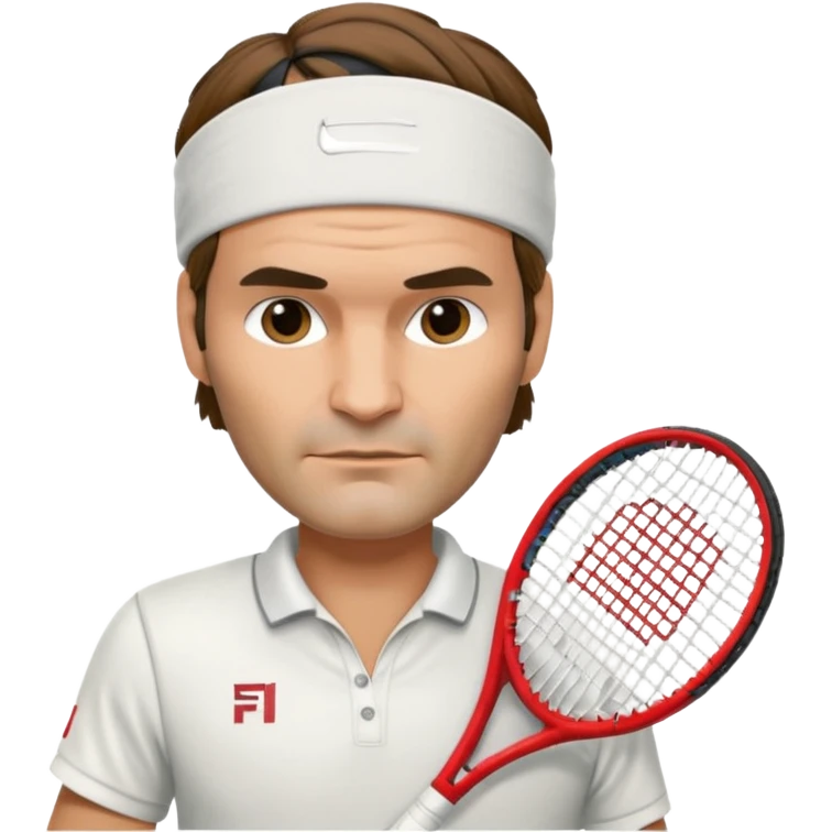 roger federer with head band and tennis racket emoji